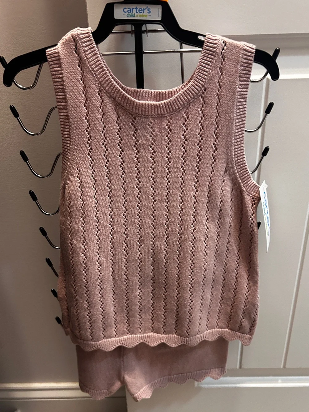 Carter's Toddler Girl Pink Knit Tank & Shorts Set, mauve pink 5T